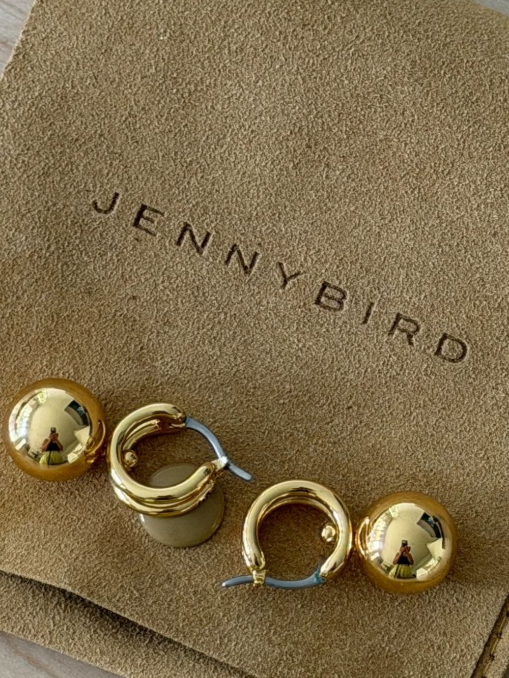 Jenny Bird Lyra Huggies (Gold )| Sculptural Hoop Earrings | Original Pouch